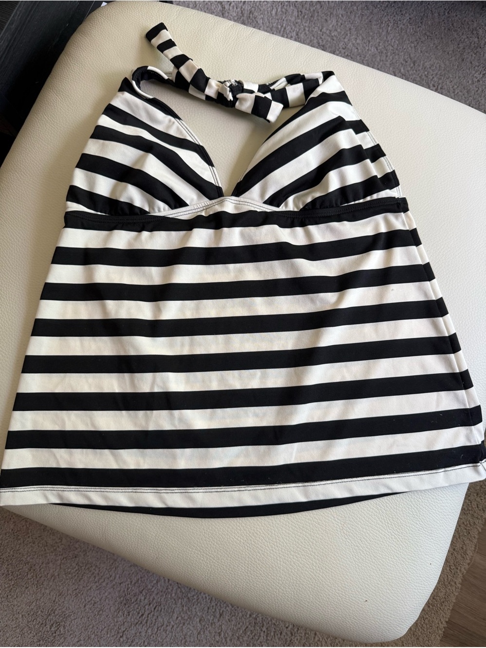 Mossimo Black & White Striped Halter Tankini Top